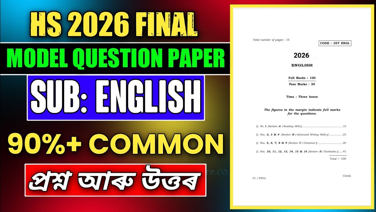Hs 2nd Year 2026 English Model Question paper 
