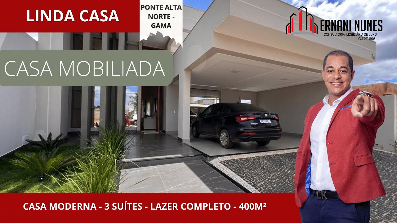 BELÍSSIMA CASA DE ALTO PADRÃO - PONTE ALTA NORTE - GAMA - 3 SUÍTES - ERNANI NUNES