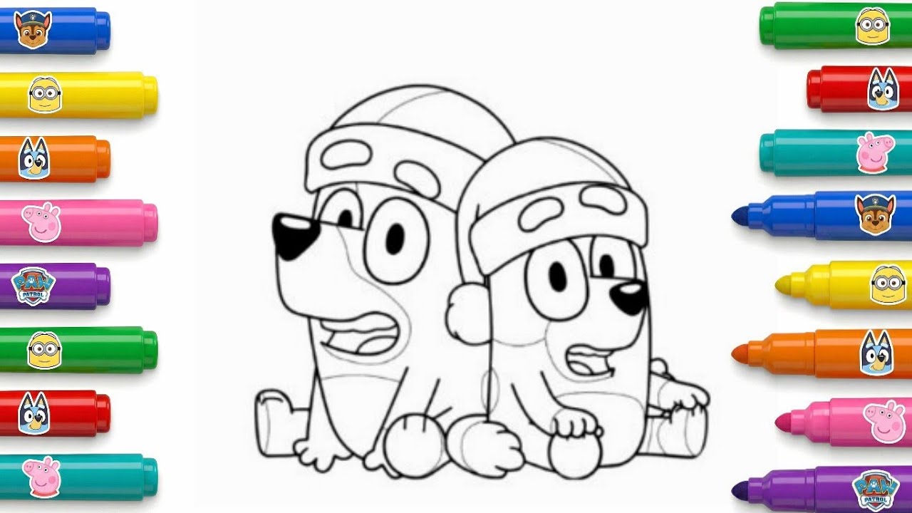 Bluey Drawing for Kids | How to Draw Bluey and Bingo 🐶🖍️