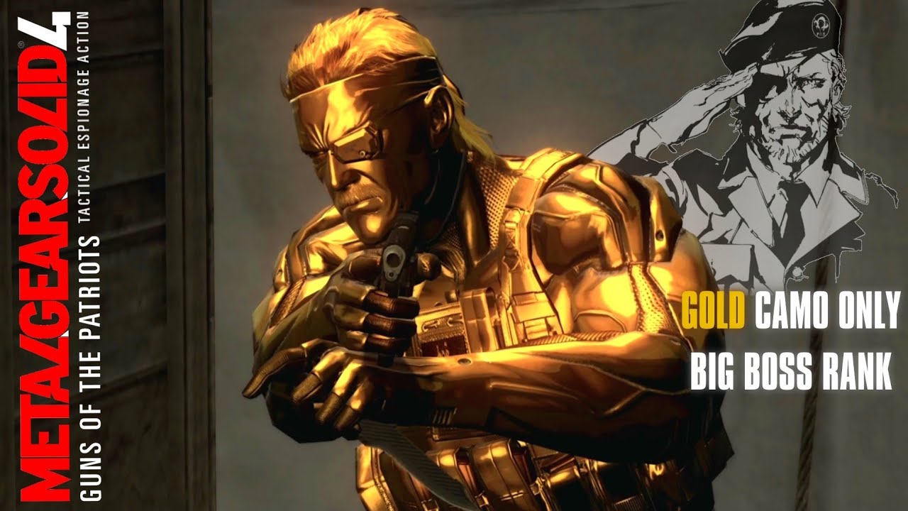 MGS4 - Gold Camo Only Big Boss Rank Run (New Game)