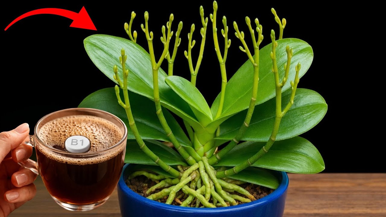 Just Coffee & B1 – Orchid Roots and Blooms Instantly!