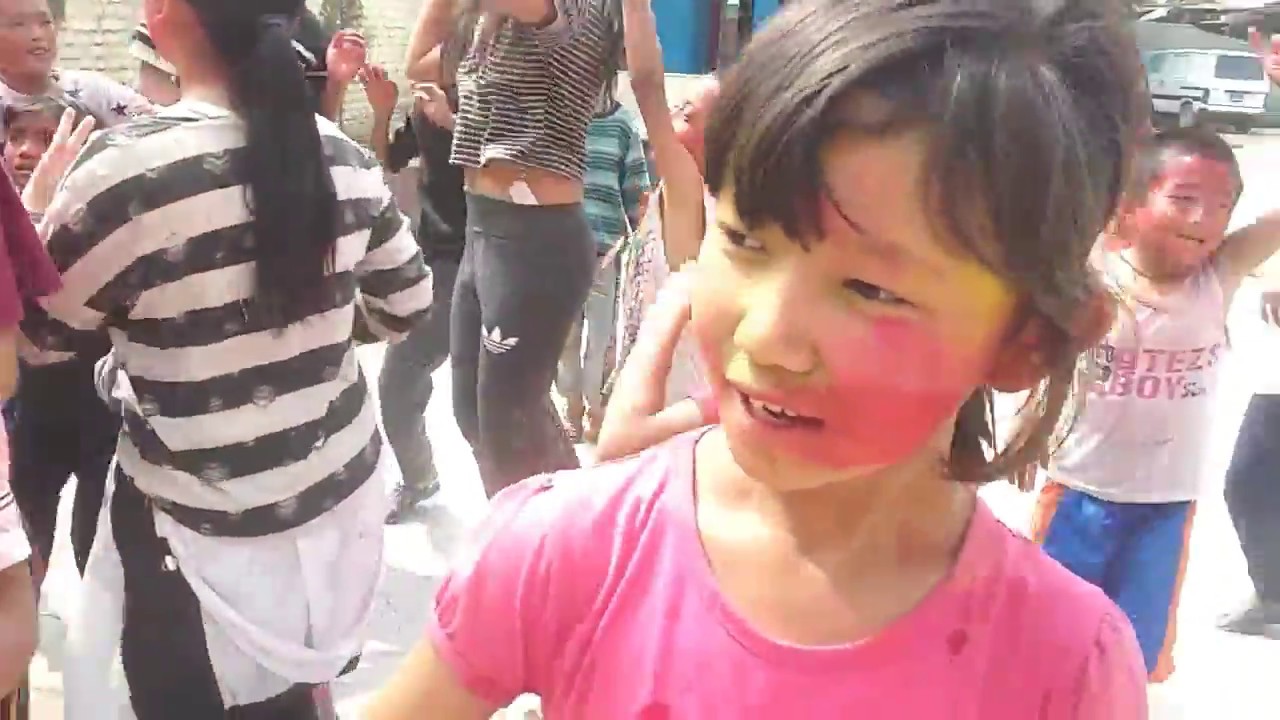 Holi 2074 Celebration - Golden Peak High School - Hostel students