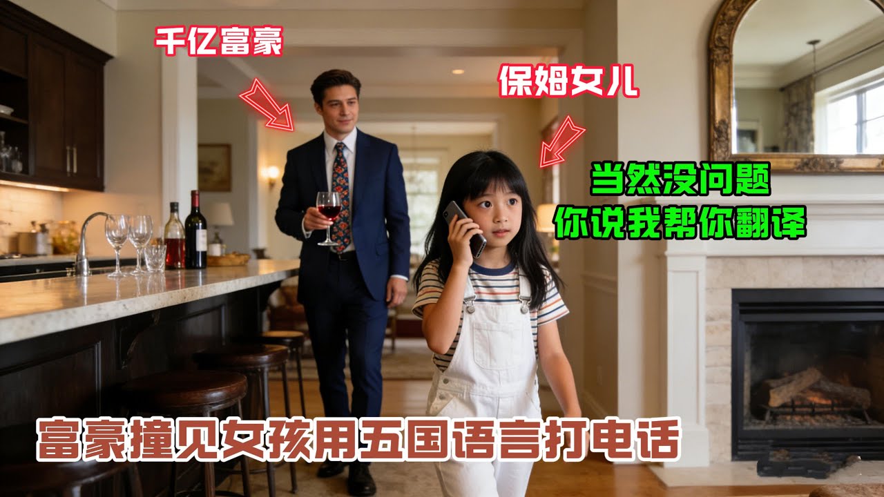 “當然沒問題，你説我幫你翻譯！”千億富豪撞見新來保姆女兒在用五國語言打電話，他震驚之後，做了個驚人的決定！#感人故事 #感人壹幕 #故事分享