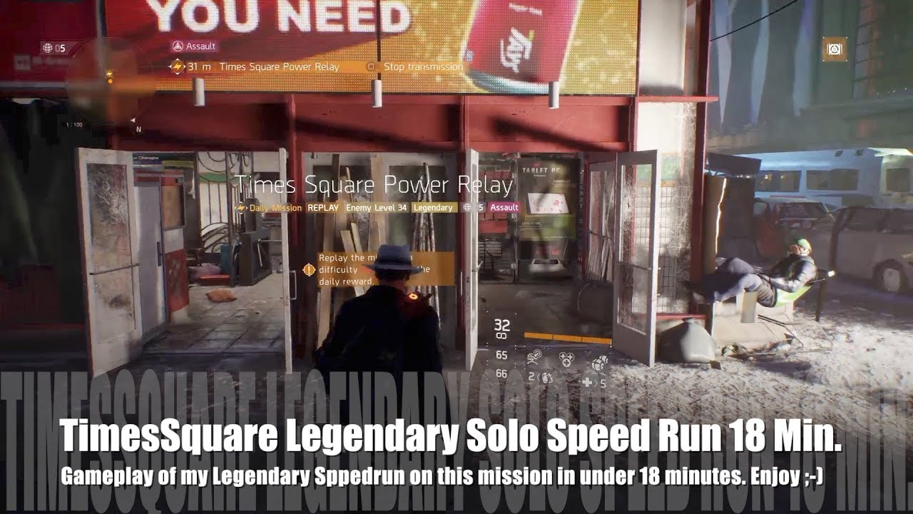 The Division 1.7 - Times Square Legendary Solo - Speed Run in 18 Minutes ;-)