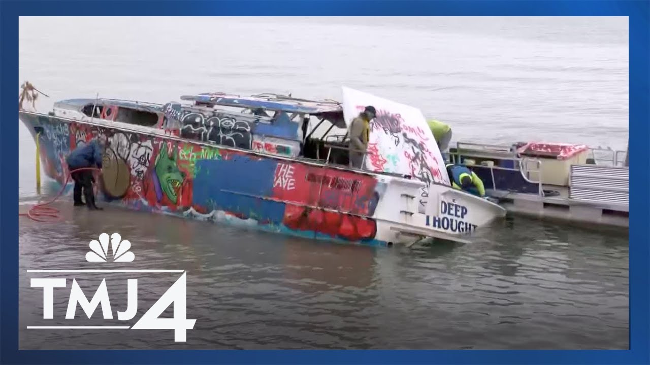 Crews work to remove boat abandoned on Milwaukee's lakefront since October 2024