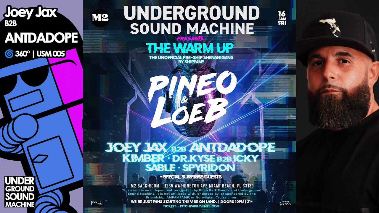 [360° VR] Joey Jax B2B ANTDADOPE Live at M2 Miami | Underground Sound Machine