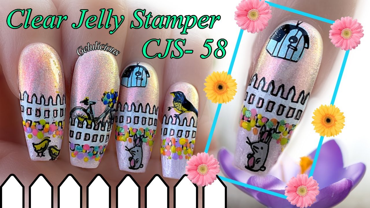 💐Delicate Spring Garden Nails - Clear Jelly Stamper Layered Stamping Plates CJS-58 & CJS33