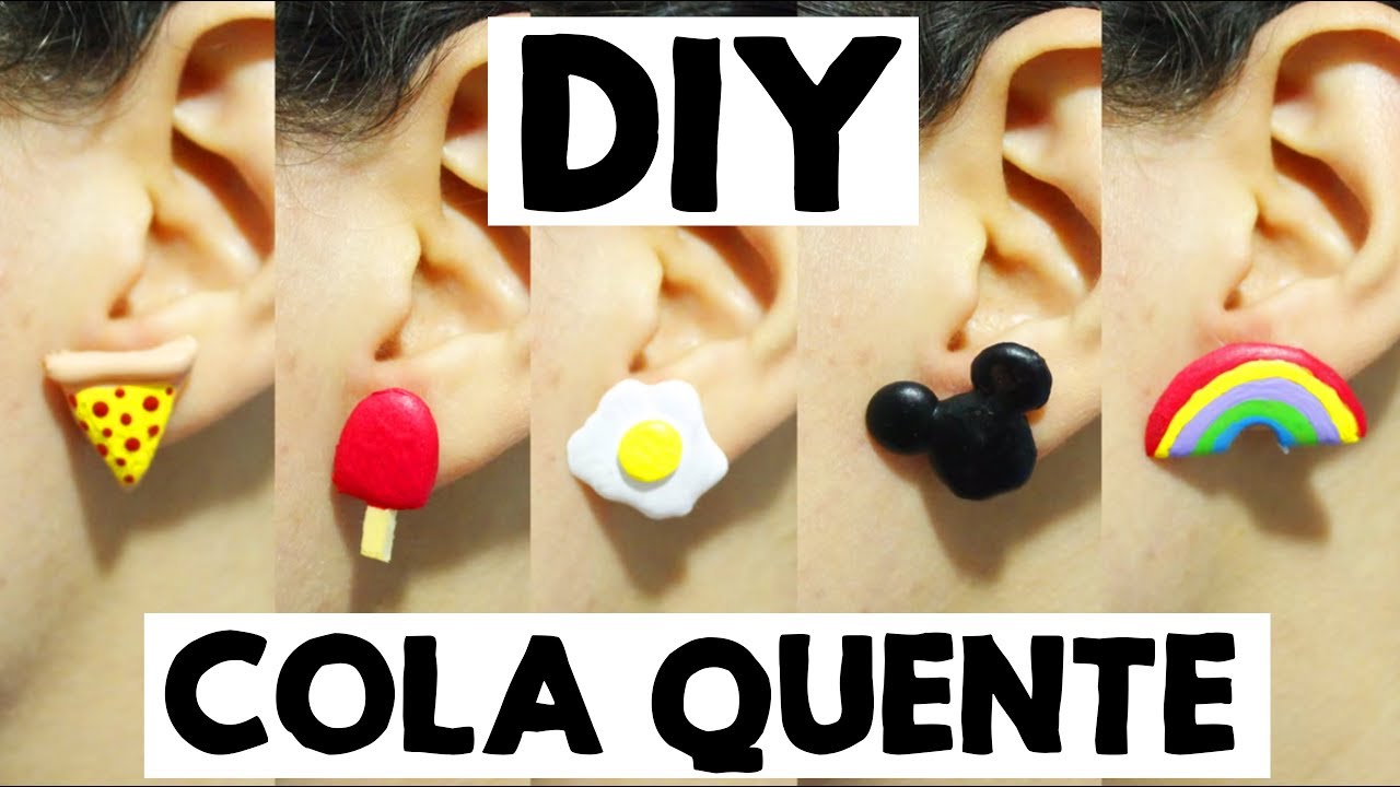 DIY - 5 IDEIAS de brincos COM COLA QUENTE | PRIH GOMES