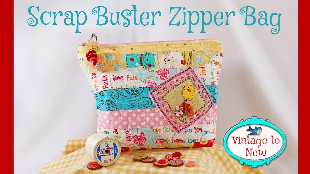 DIY Scrap Stash Buster Zipper Pouch Bag Sewing Tutorial
