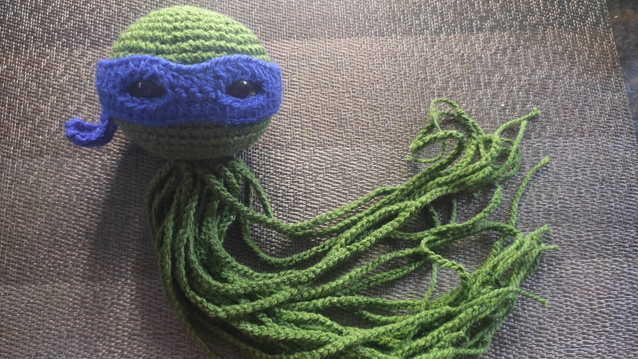 Pulpo porta colores de tortuga ninja a crochet