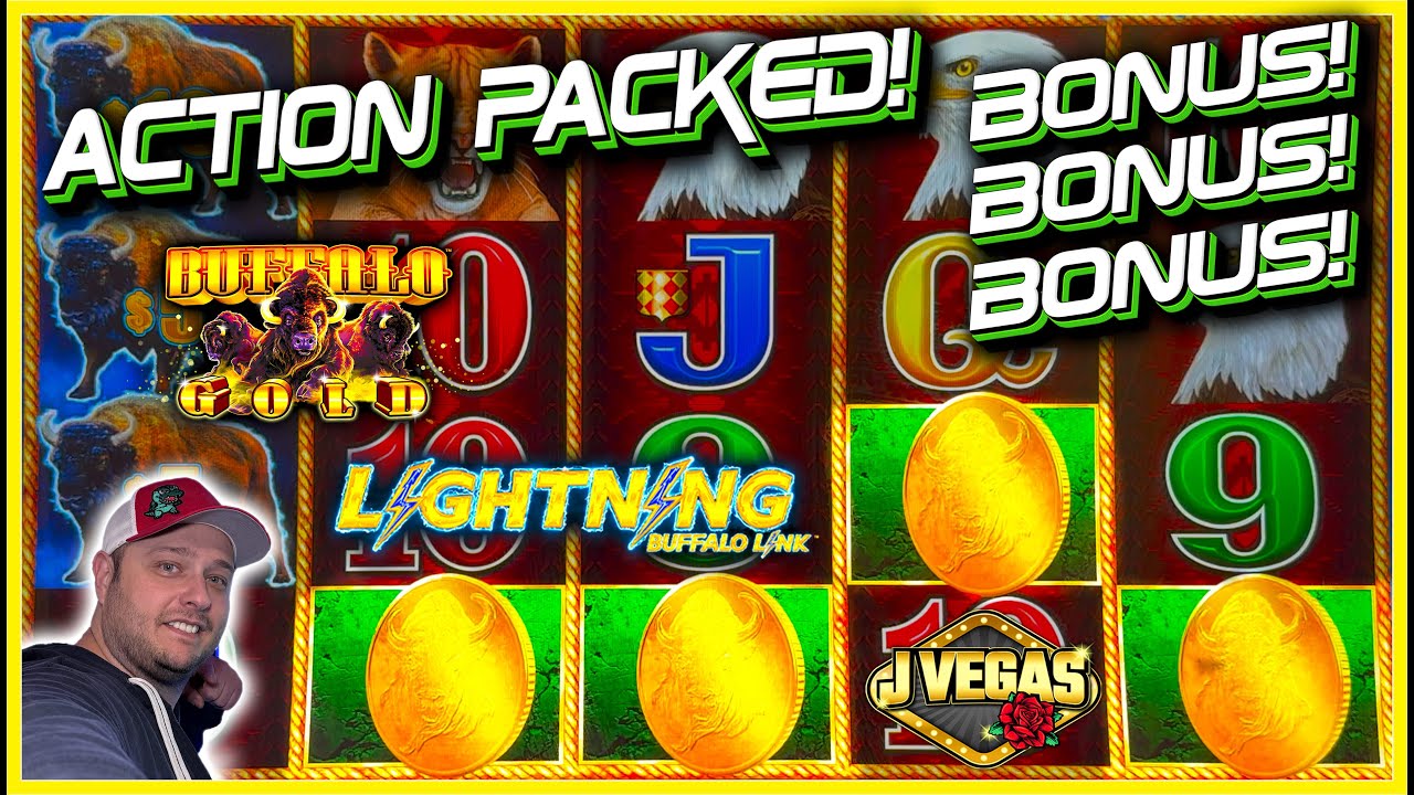 ACTION PACKED BONUS After BONUS After BONUS! A Buffalo Lightning Link, Buffalo Gold Battle!!!