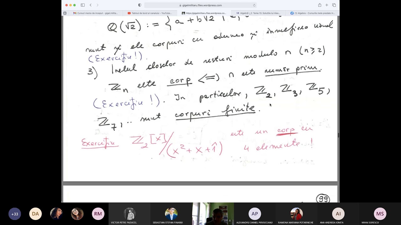 Curs 15 Algebra I: corpuri prime, corpul de fractii, corpul cuaternionilor