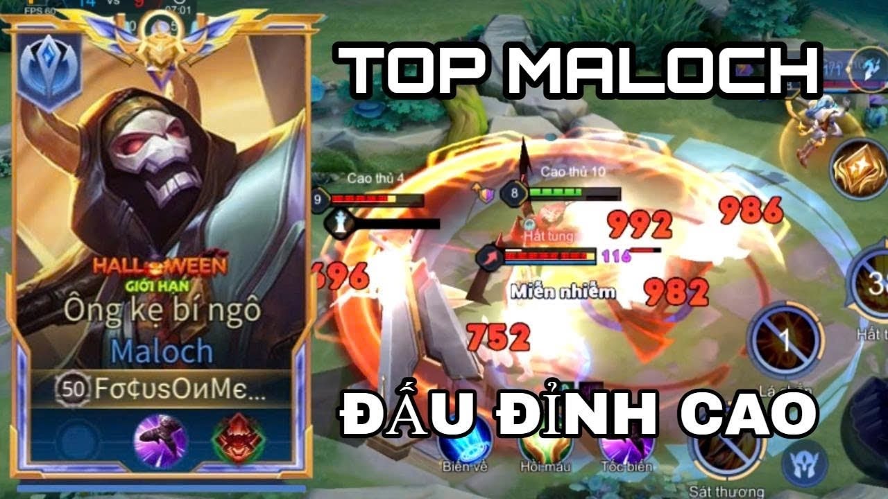 Top Maloch | Tổng hợp 2 trận đấu đỉnh cao và build đồ thường dùng | Hàng trình top BXH Maloch part 5