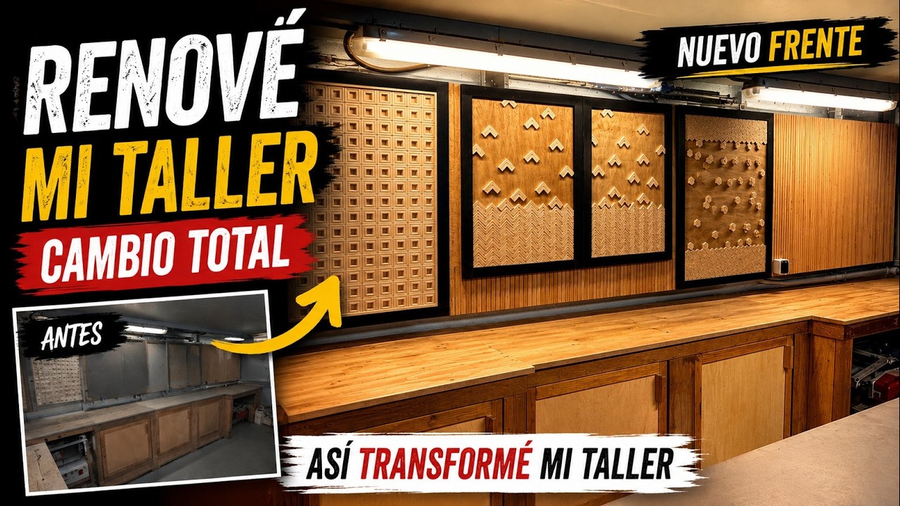 La transformación de mi taller: encimeras nuevas y panel alistonado
