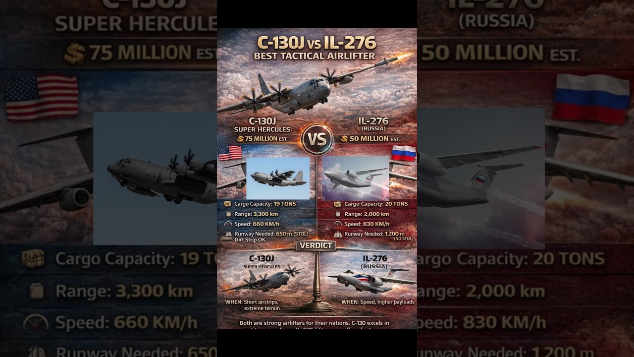 C-130J vs IL-276 &ndash; Which Tactical Airlifter Wins #military #aviation