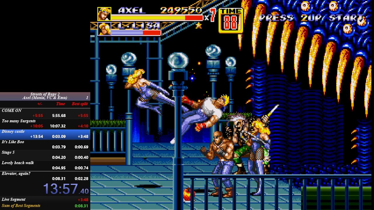 Streets of rage 2 - Axel on Mania speedrun in 58:15.  No continues.
