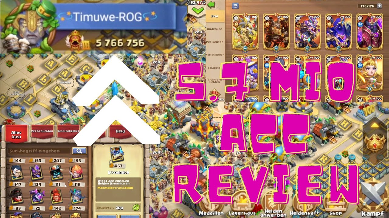 Respektloser Account - Timuwe Acc review - 5.7 Mio - Castle Clash deutsch