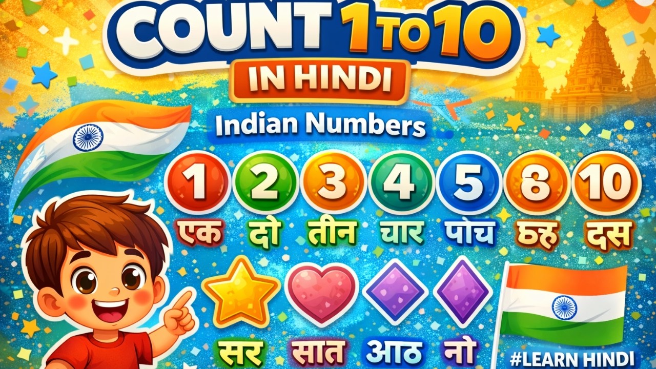 How to Count 1 to 10 in Hindi | Indian Numbers for Beginners
