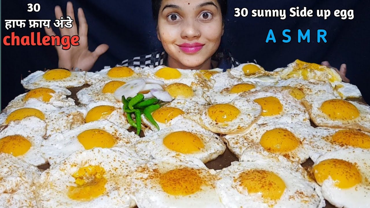 ASMR EATING 🍳30 Sunny Side Up Egg Eating Challenge 😋#foodchallenge