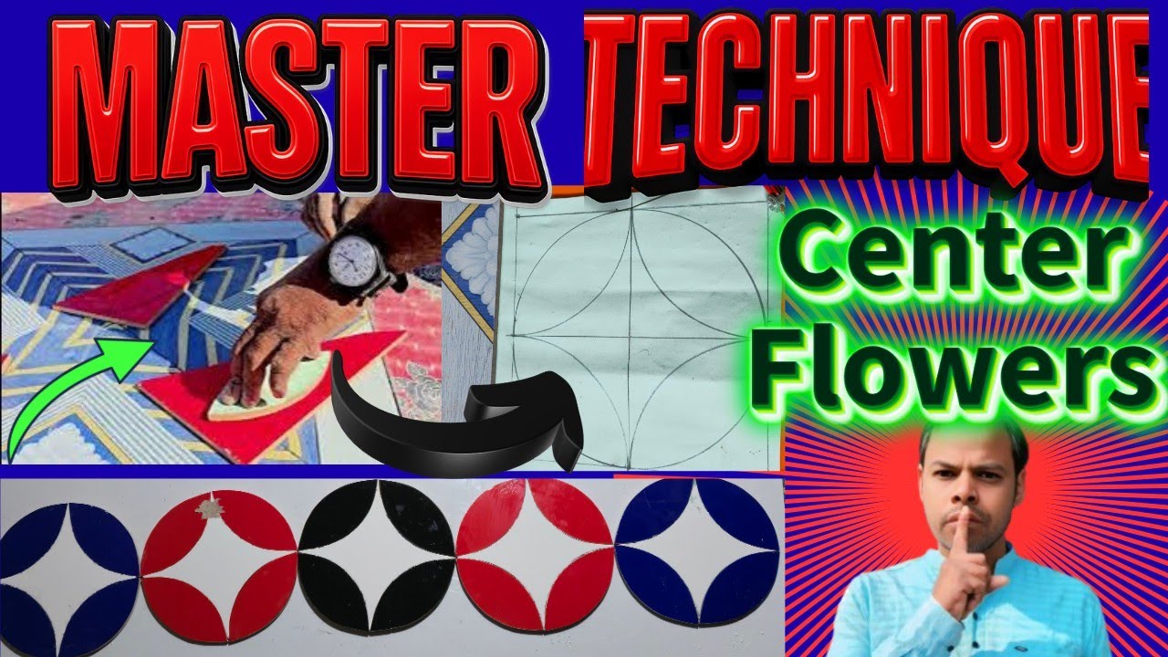 Center Flower Tile Design Kaise Banaye | Step By Step Tile Cutting & Fitting Process With farma
