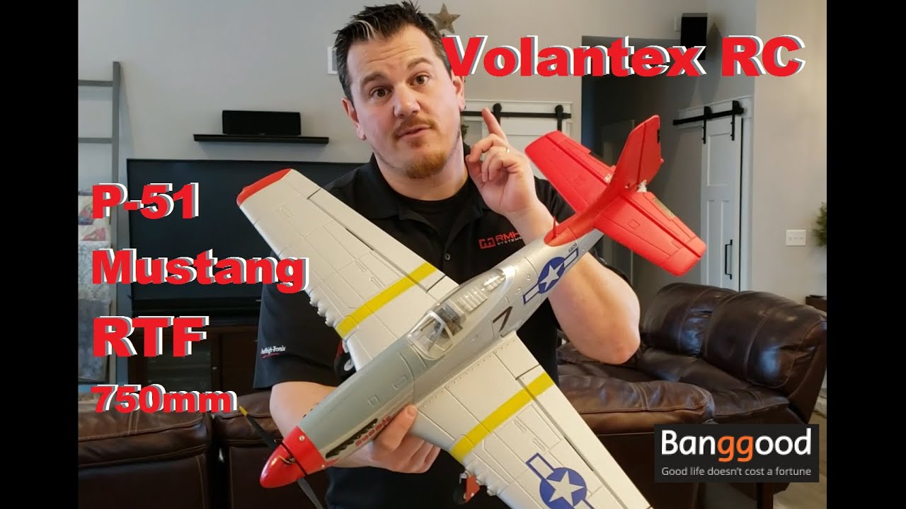 Volantex RC - P-51 Mustang - Red Tail - 750mm - Maiden, Unbox, Setup