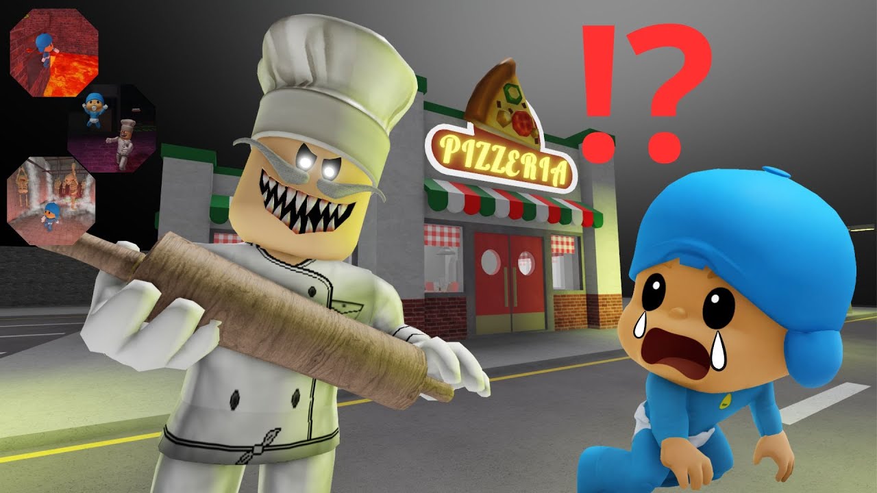 Pocoyo plays: Papa Pizza's Pizzeria, funnymoments | ROBLOX
