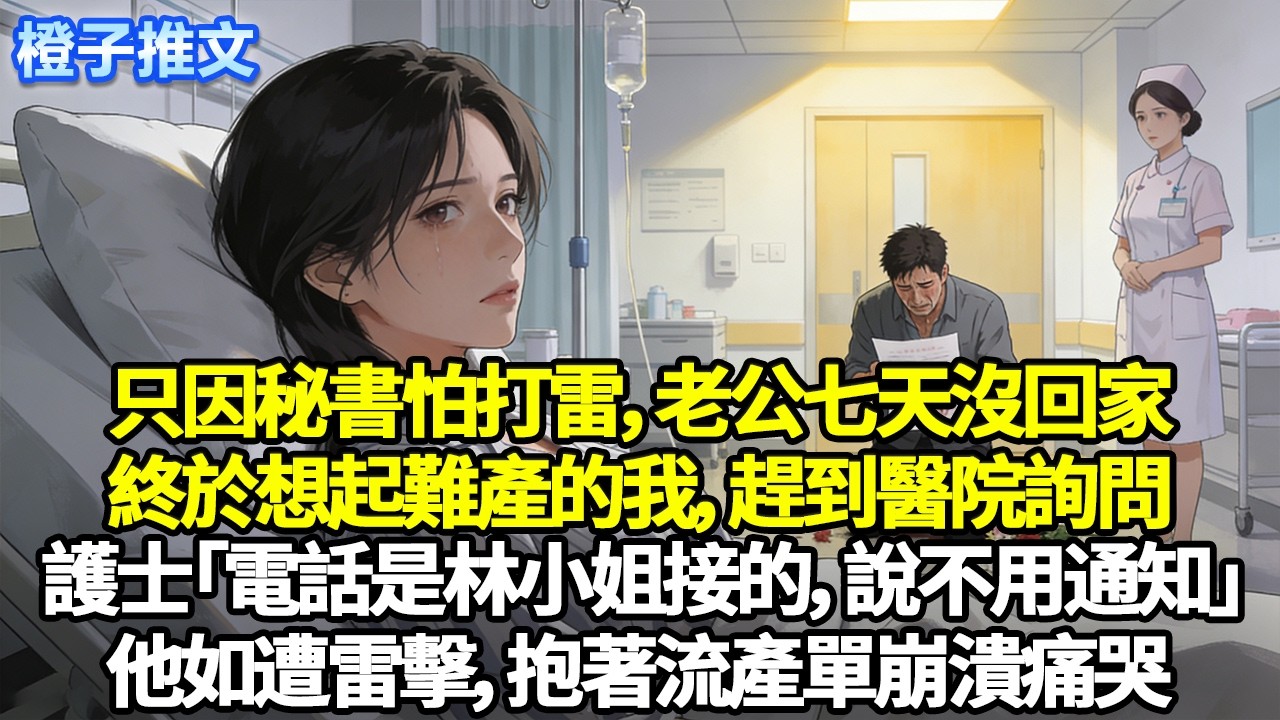 只因秘書怕打雷，老公七天沒回家。終於想起難產的我，趕到醫院詢問護士「電話是林小姐接的，說不用通知」他如遭雷擊，抱著流產單崩潰痛哭#追妻火葬場 #情感 #一口氣看完 #橙子推文