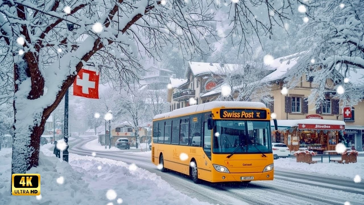 Heavy Snowfall In Interlaken Switzerland❄️🇨🇭Beautiful Swiss Town In Winter❄️
