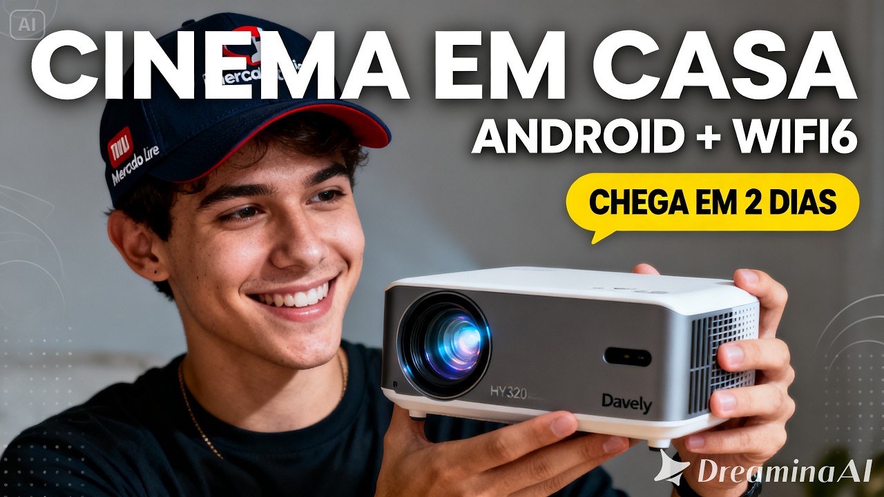 Projetor Hy320 Davely Smart TV Android WiFi6 mini projetor portátil para cinema em casa