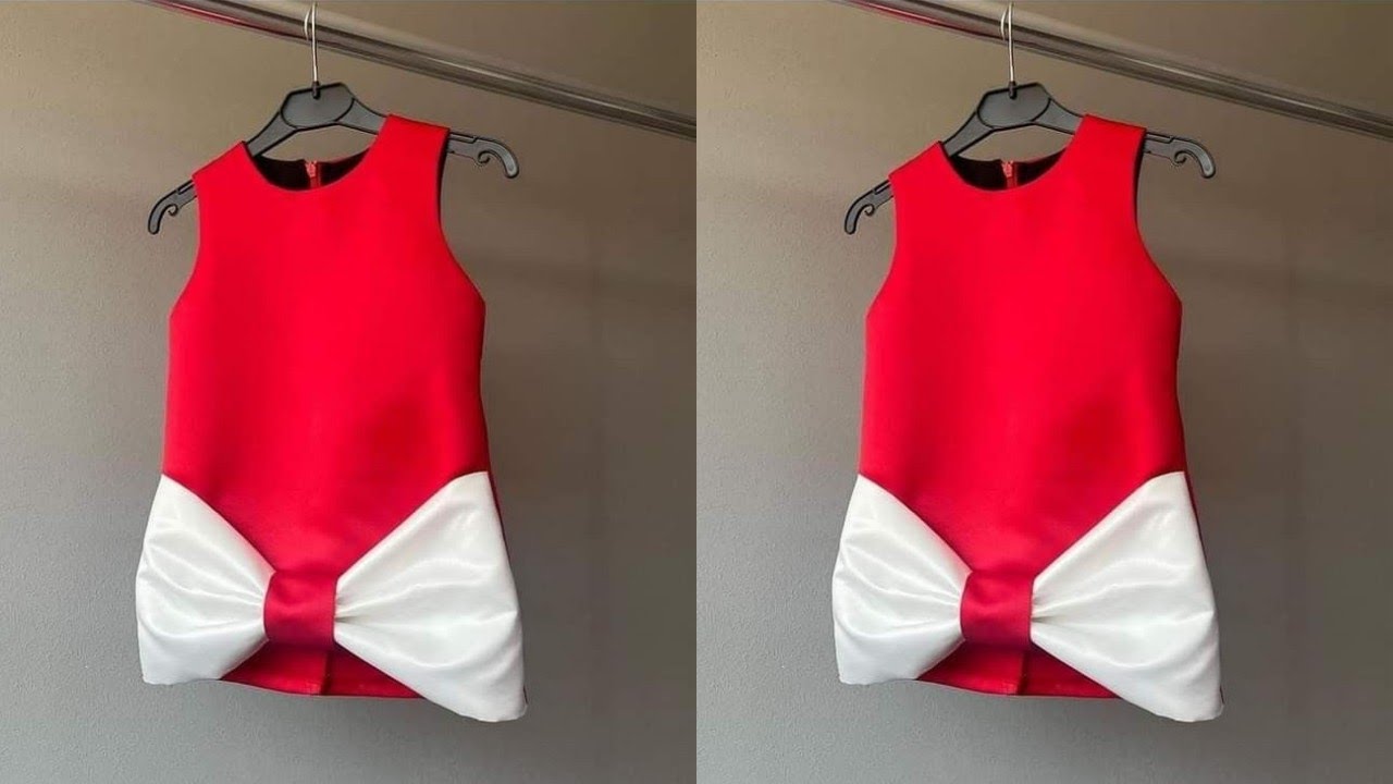 Simple baby frock with bow DIY tutorial. so easy to sew.
