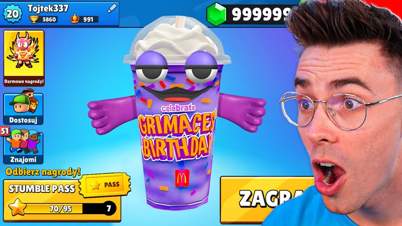 Odblokowałem GRIMACE SHAKE z McDonald's w STUMBLE GUYS!