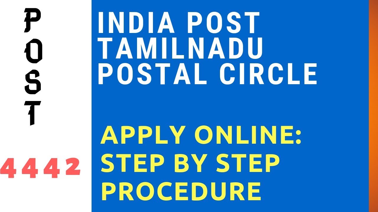India Post - Tamilnadu Postal Circle - 4442 Posts - How to Apply