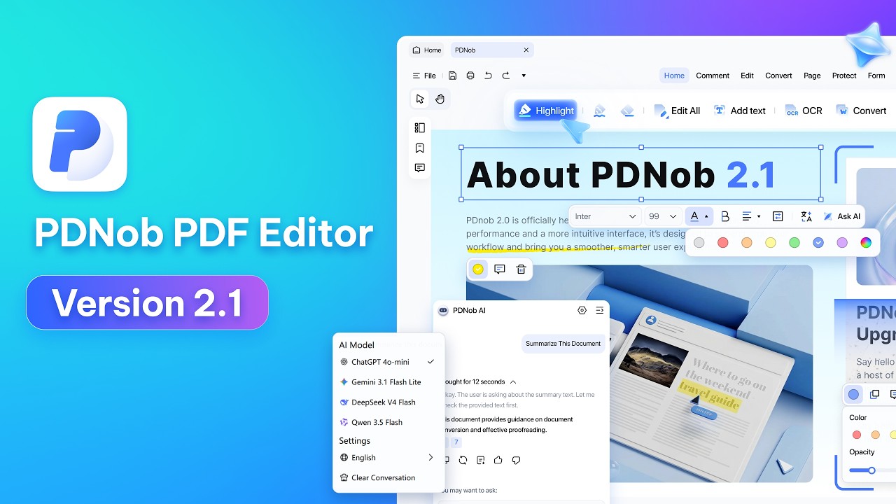 PDNob PDF Editor 2.1: новые функции ИИ, двуязычный режим, OCR и интеллектуальные инструменты для PDF
