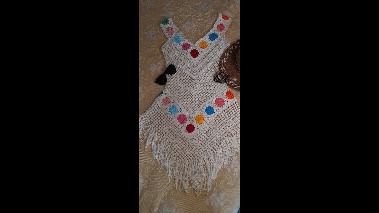 SAÍDA DE PRAIA NATURAL DE CROCHÊ COM SQUARE COLORIDO FEITOS COM SOBRAS DE LINHAS. VESTE DE G A GG🤩🤩🤩