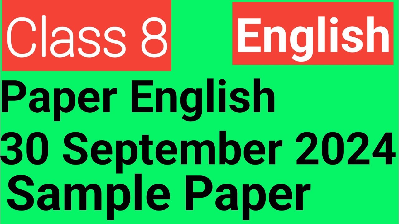 Class 8 |English| Sample Paper |Term 1| September 2024#pseb #english