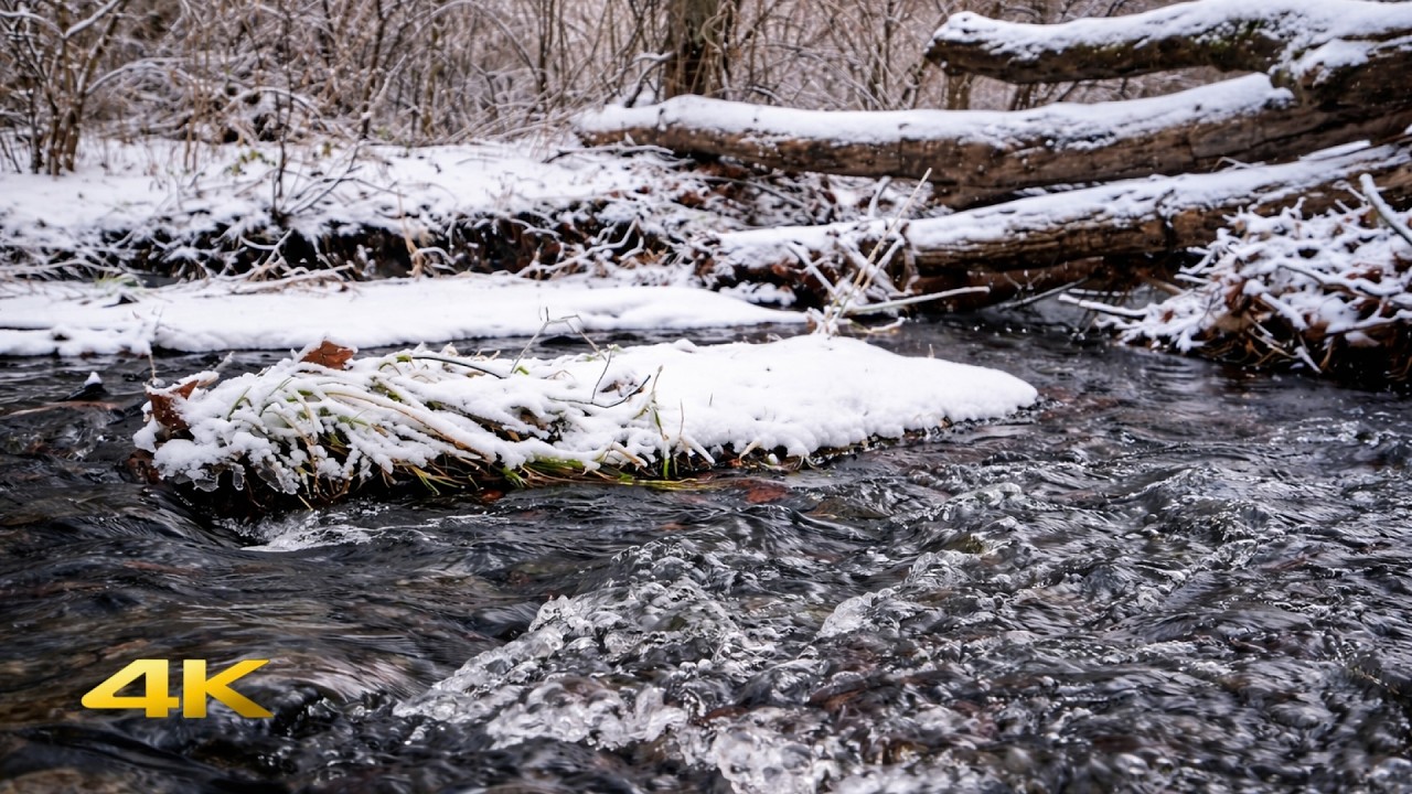 Snowy River White Noise  (4K) (2 Hours) | Deep Sleep + Focus | No Music