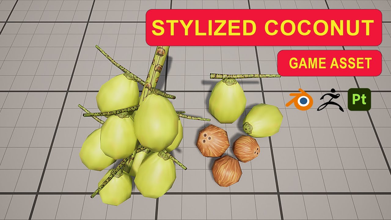 How I model, sculpt, and texture a Stylized Coconut (Timelapse)