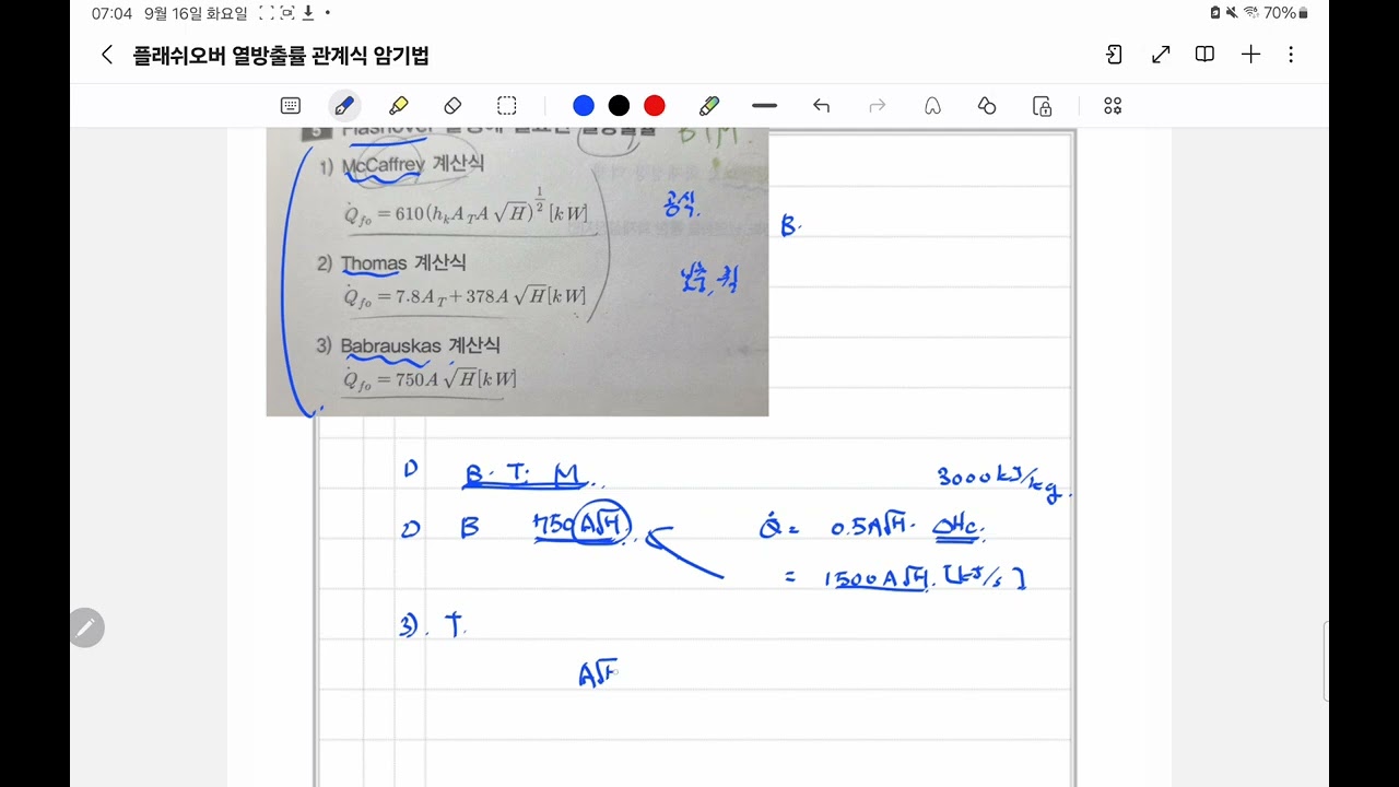 플래쉬오버 열방출률 관계식 암기법