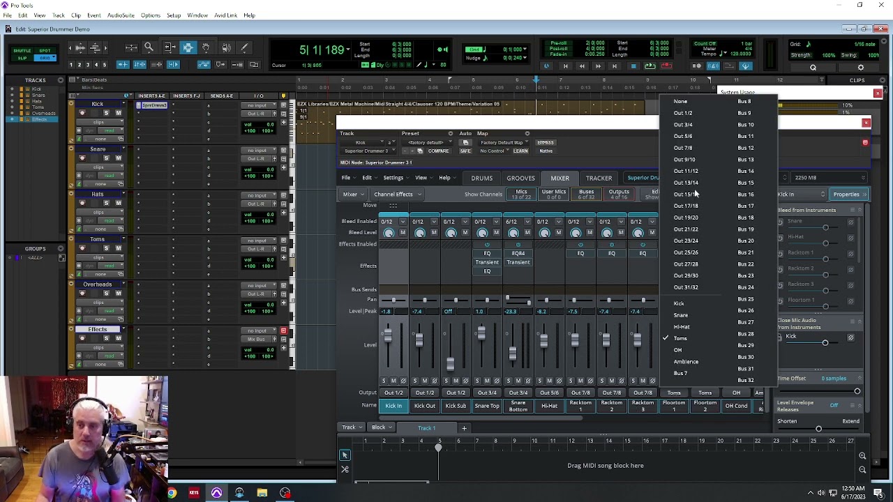 Splitting Individual Tracks from Superior Drummer into a DAW (Pro Tools)