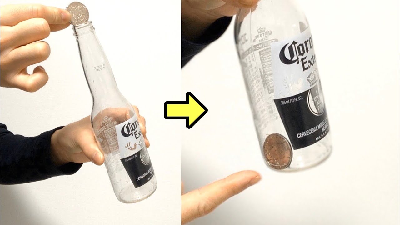 絶対に入らないサイズのコインがボトルを貫通します。【種明かし付き】