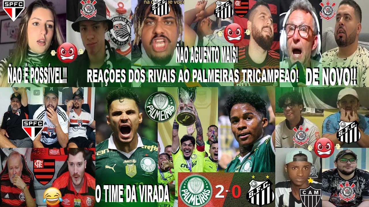 MELHORES REAÇOES DOS RIVAIS AO PALMEIRAS 2X0 SANTOS - TRICAMPEÃO PAULISTA - GOLS DO VEIGA E MORENO