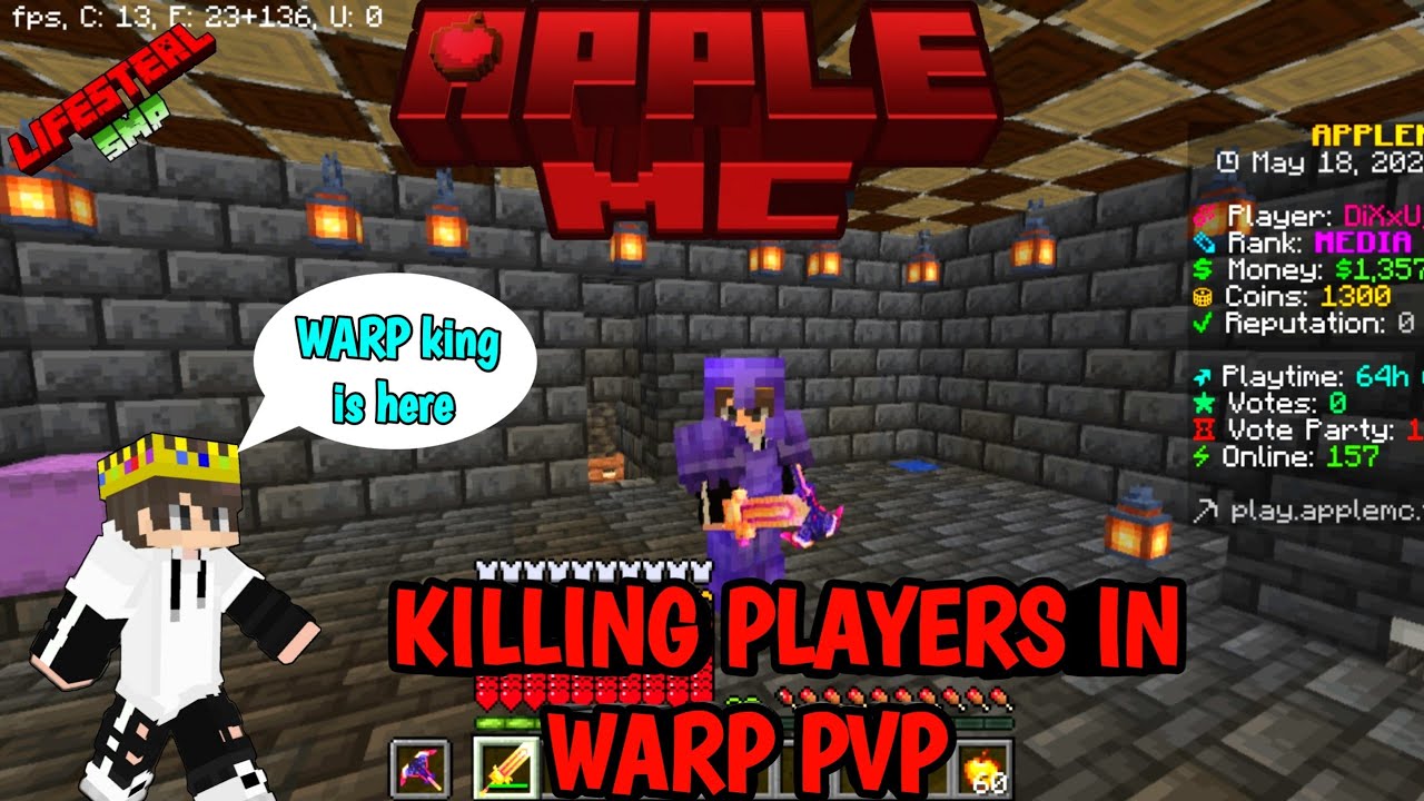 KILLING PLAYERS IN WARP PVP in apple mc || lifesteal smp #loyalsmp #lapatasmp #lifestealsmp #dixxu