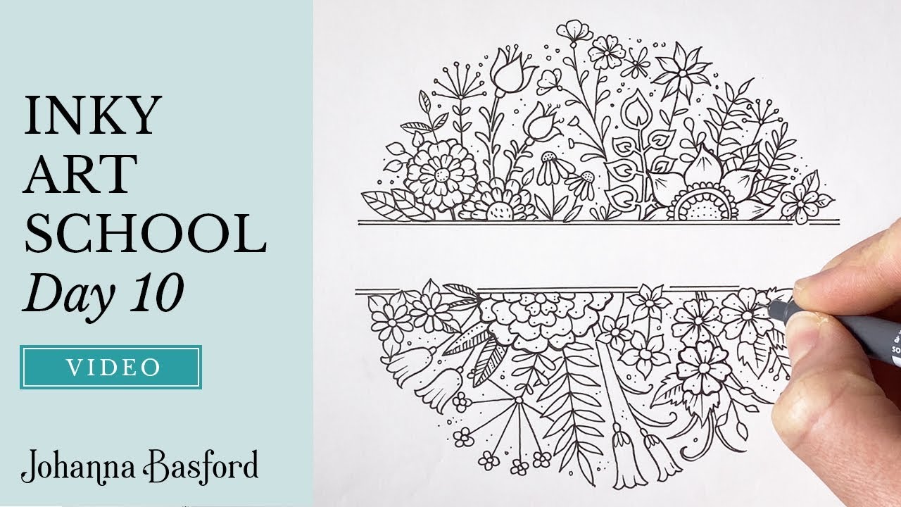 Inky Art School : Day 10 : How to Draw a Floral Circle