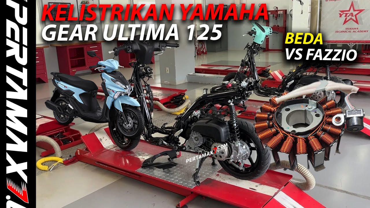 BEDA Kelistrikan Yamaha Gear Ultima 125 VS Fazzio Hybrid Cek Aki Sekring Rangka Mesin Kabel Spull