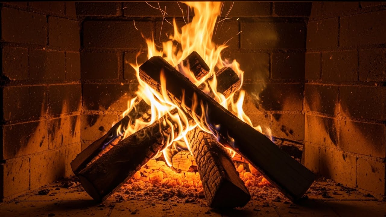 Cozy Winter Fireplace Ambience with Crackling Fire Sounds for Rest and Comfort