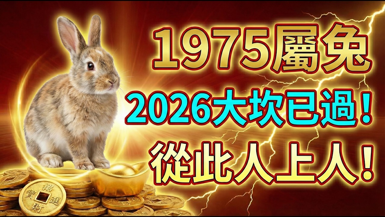 1975年屬兔人注意！你50歲的人生最後一道坎，已經過去！2026年開始，後半輩子你就是人上人！#1975年屬兔 #屬兔2026年運勢 #生肖兔2026年運勢 #乙卯兔 #1975年生肖兔 #生肖兔