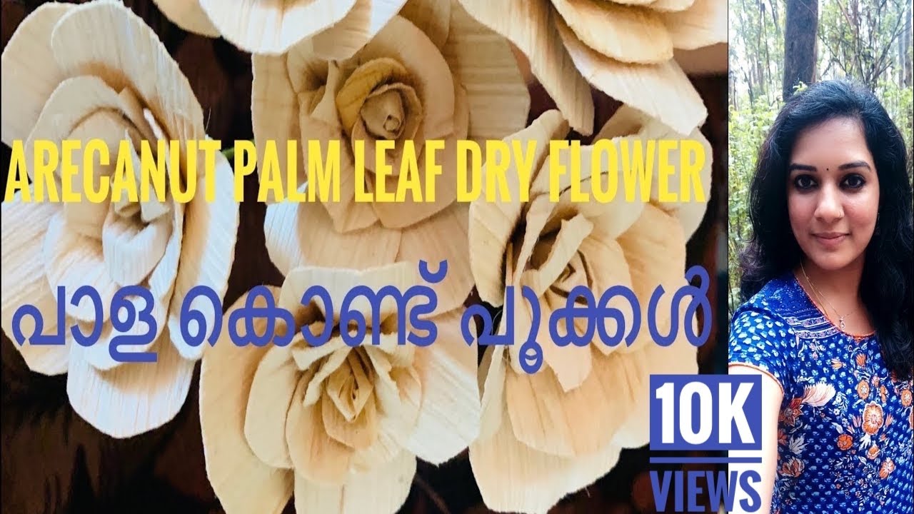 Dry flowers made using Arecanut palm leaves/rose flowers/greytreepie