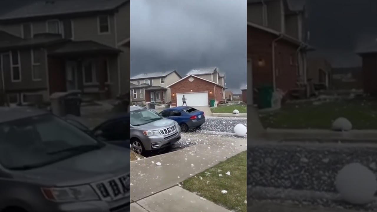 Nature gone wild! Never seen hail this big before &mdash; streets are chaos 😱💥 #ExtremeWeather