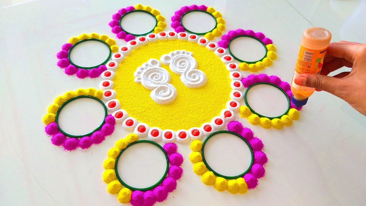 Diwali Beautiful New Rangoli Designs/इस दिवाली पर बनाये / Laxmi Charan Diwali 2021 Colourful Rangoli
