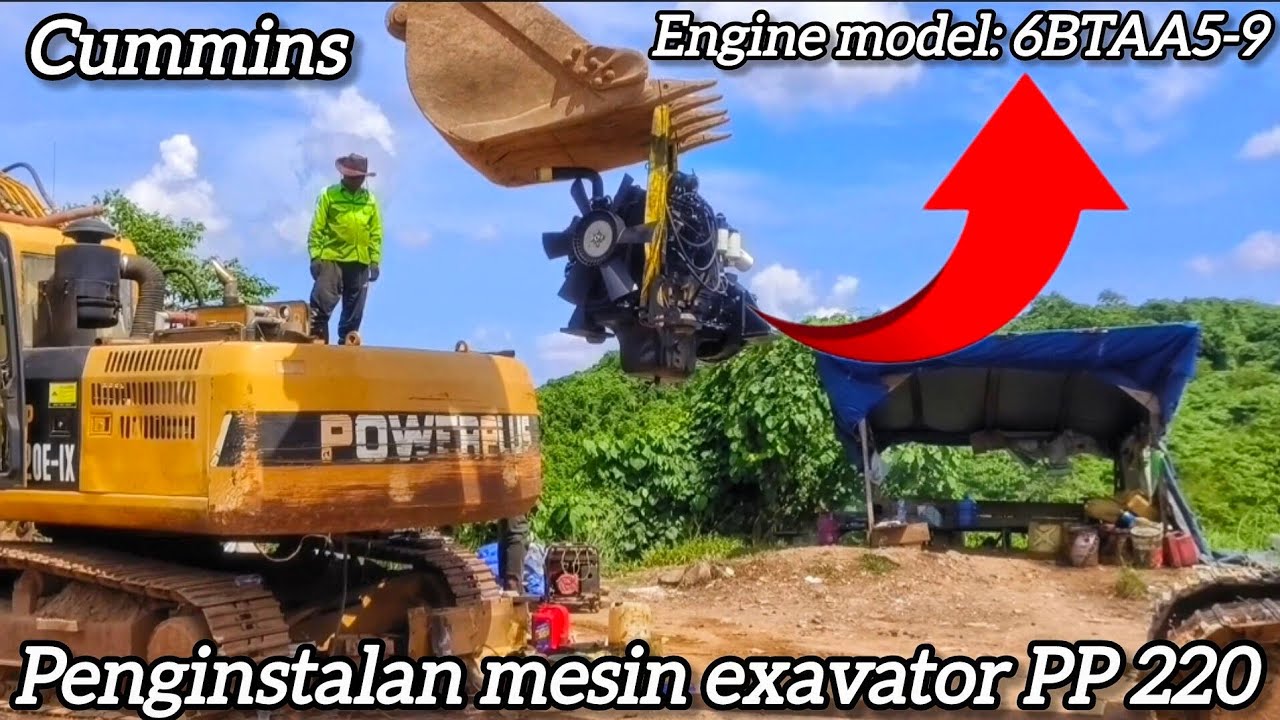 exafator powerplus thn 2021‼️pemasangan mesin #dieselengine #exavator #cummins 